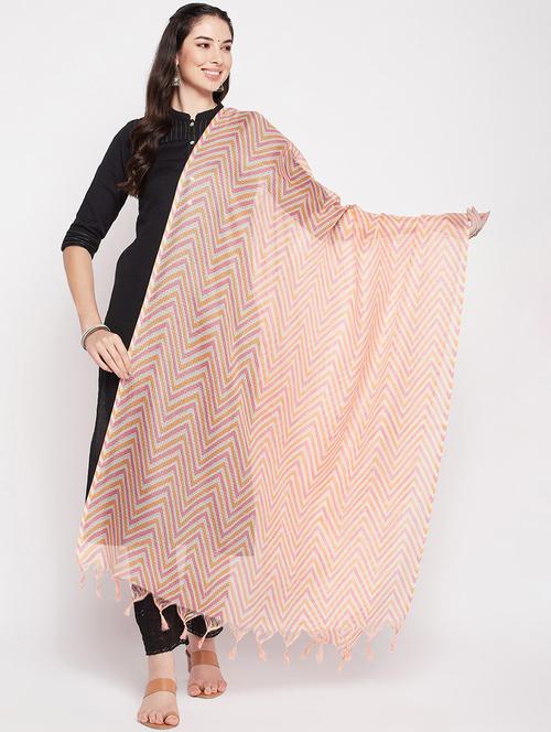 peach cotton blend dupatta - 19795913 - Very Small Image - 1