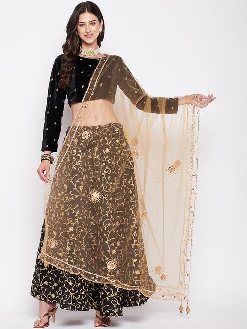 ethnic motifs sequined with gota patti net dupatta - 19795925 - Very Small Image - 1