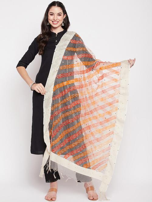 orange organza dupatta - 19795932 - Very Small Image - 1