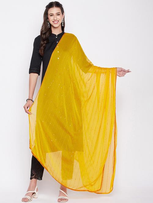 mustard poly chiffon dupatta - 19795982 - Very Small Image - 1
