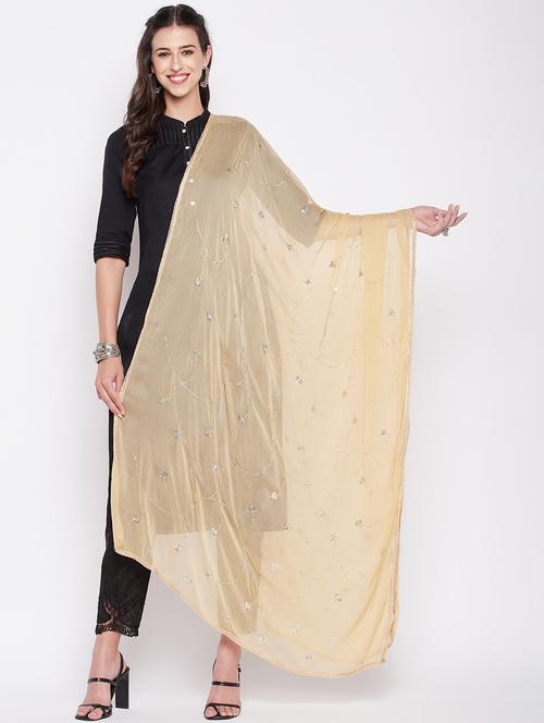 beige poly chiffon dupatta - 19795996 - Very Small Image - 1