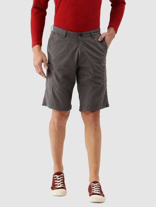 mid rise solid casual shorts - 19796320 - Very Small Image - 1