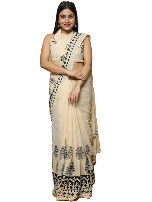 off white printed saree - 19796777 - Very Small Image - 1
