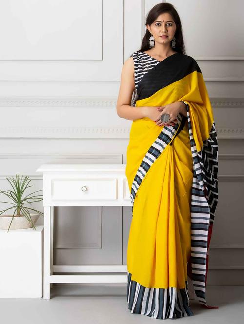 women's solid yellow colored saree - 19796954 - Very Small Image - 1