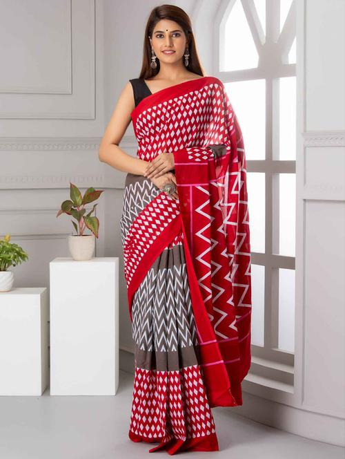 women's printed grey colored saree with blouse - 19796967 - Very Small Image - 1