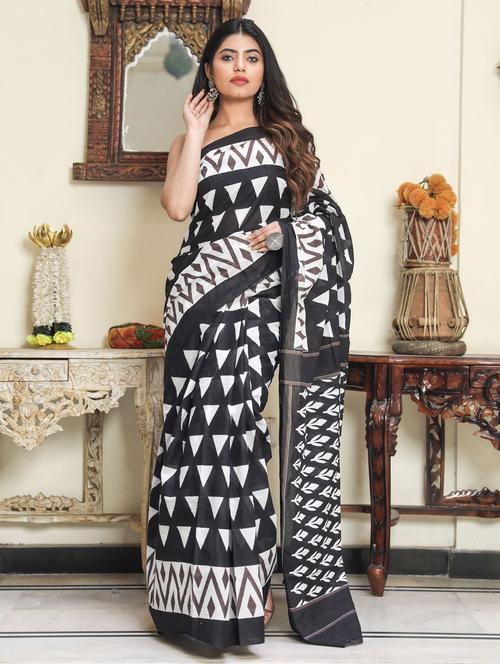 women's self design black colored saree with blouse - 19797056 - Very Small Image - 1