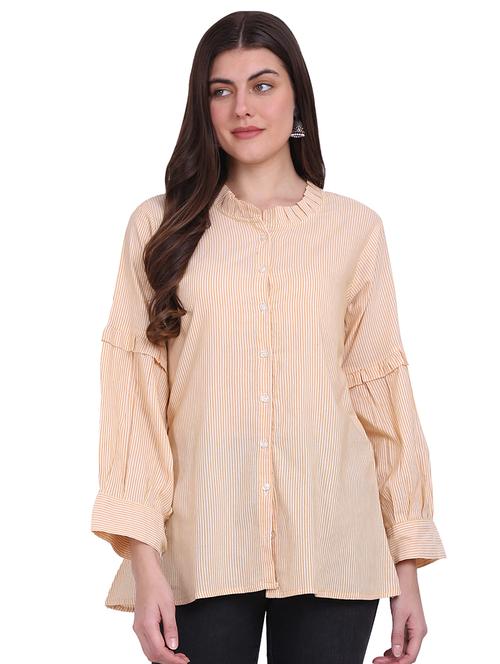 yellow striped button up regular tunic - 19797743 - Very Small Image - 1