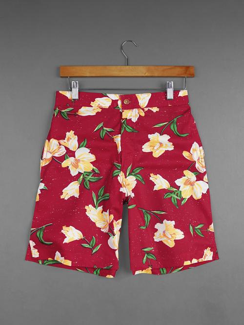red printed cotton shorts - 19798862 - Very Small Image - 1