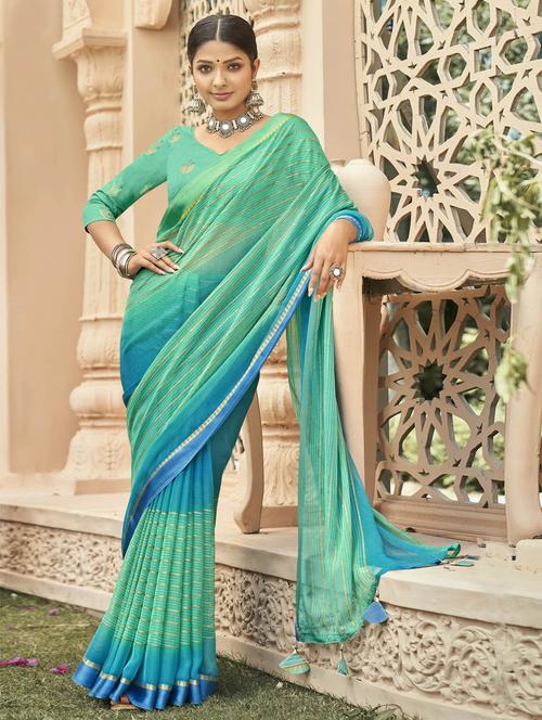 foil printed saree with blouse - 19802335 - Very Small Image - 1