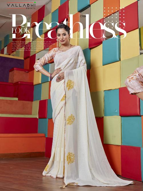 self design printed saree with blouse - 19802347 - Very Small Image - 1