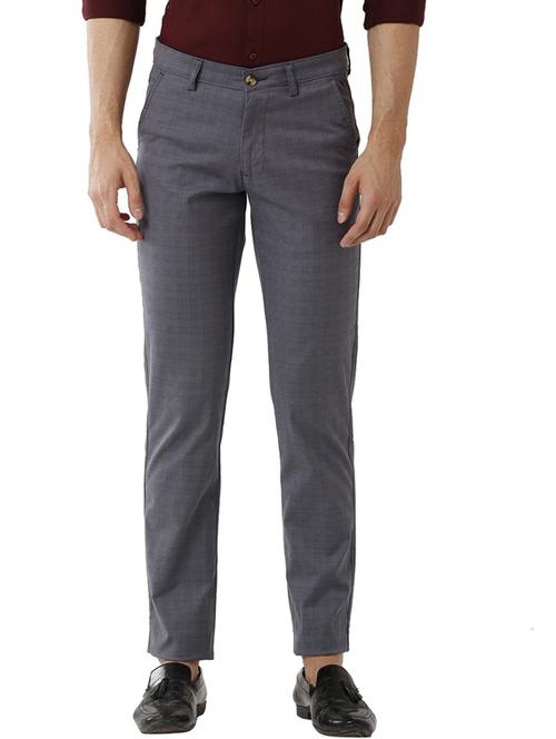 grey cotton flat front casual trousers - 19803440 - Very Small Image - 1