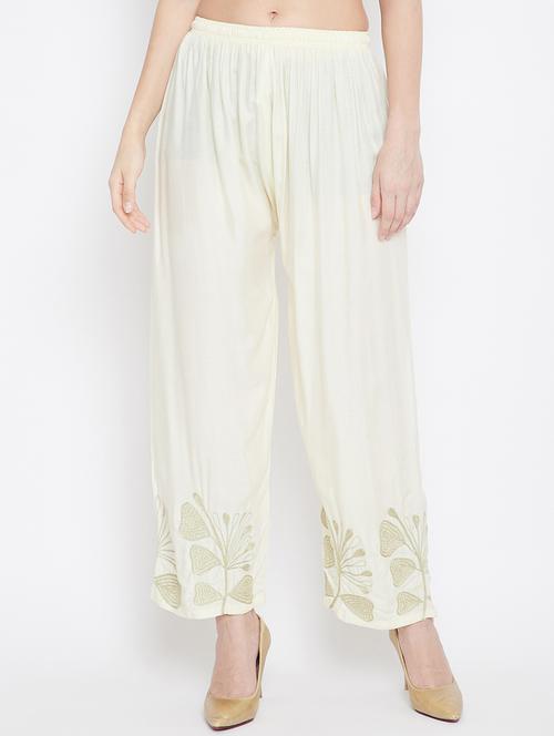 offwhite rayon straight palazzo - 19807783 - Very Small Image - 1