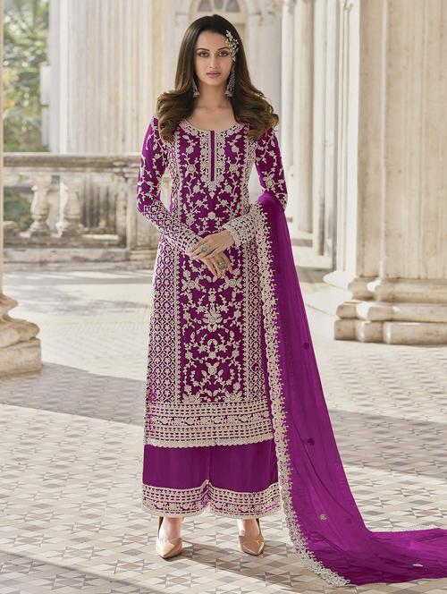 embroidered unstitched salwar suit set - 19808742 - Very Small Image - 1