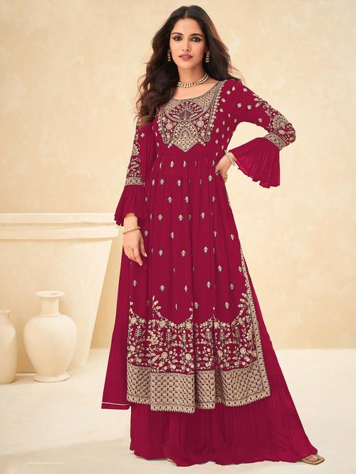 embroidered semi-stitched suit set - 19810603 - Very Small Image - 1