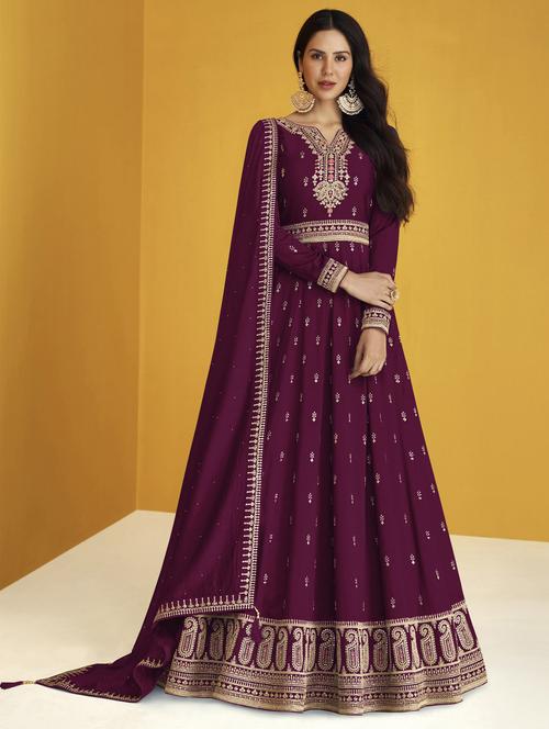 embroidered semi-stitched suit set - 19810607 - Very Small Image - 1