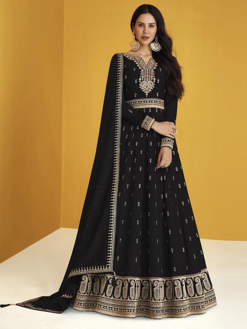 embroidered semi-stitched suit set - 19810608 - Very Small Image - 1