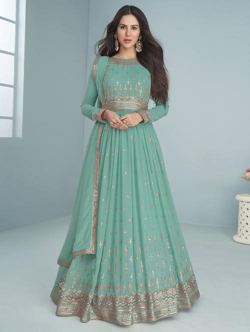embroidered semi-stitched suit set - 19810615 - Very Small Image - 1
