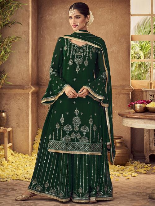 embroidered semi-stitched suit set - 19810619 - Very Small Image - 1