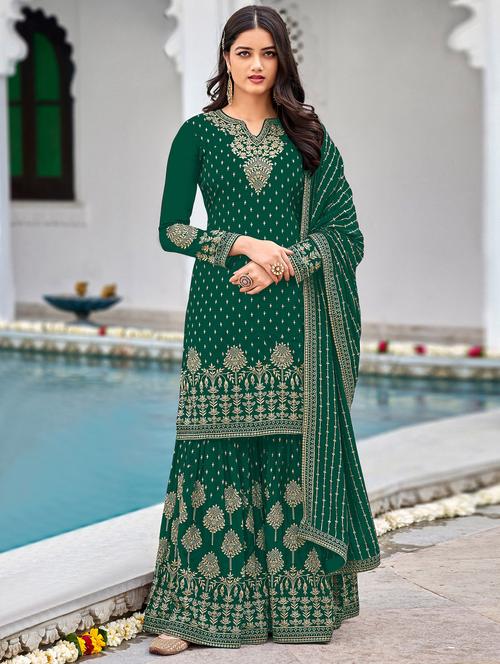 embroidered semi-stitched suit set - 19810635 - Very Small Image - 1