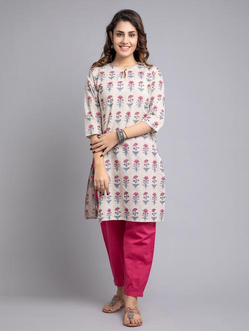 florals printed kurta pant set - 19811097 - Very Small Image - 1