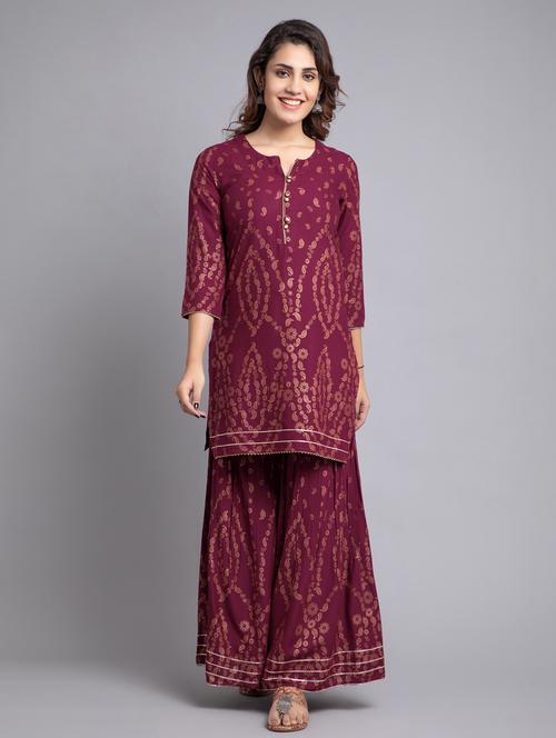 printed kurta sharara set - 19811099 - Very Small Image - 1