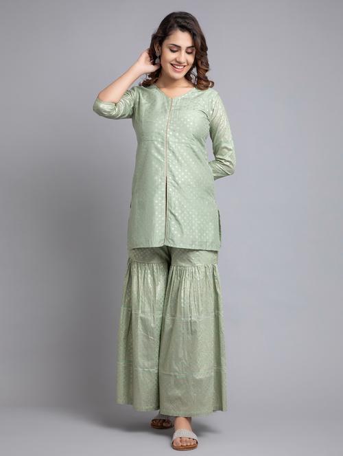 florals printed kurta sharara set - 19811100 - Very Small Image - 1