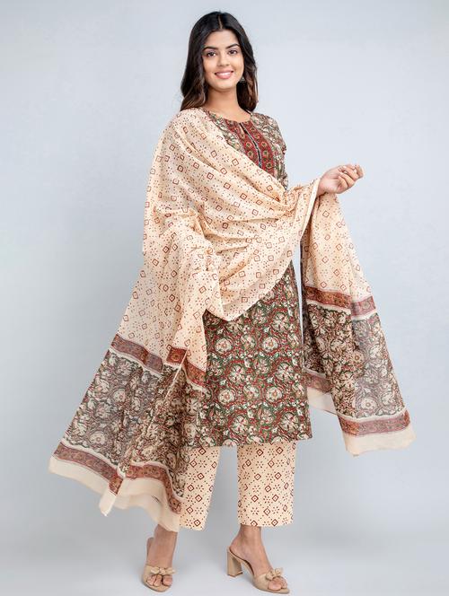 florals printed kurta suit set - 19811105 - Very Small Image - 1