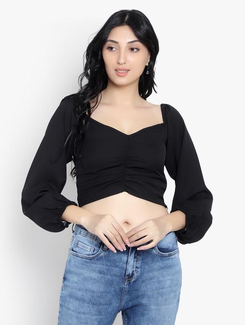 women's crop sweetheart neck top - 19811339 - Very Small Image - 1