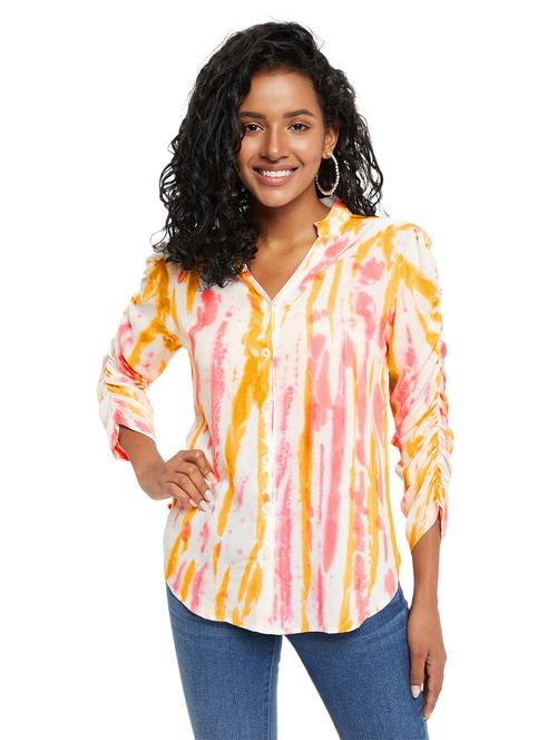 tie and dyed mandarin collar regular shirt - 19811445 - Very Small Image - 1
