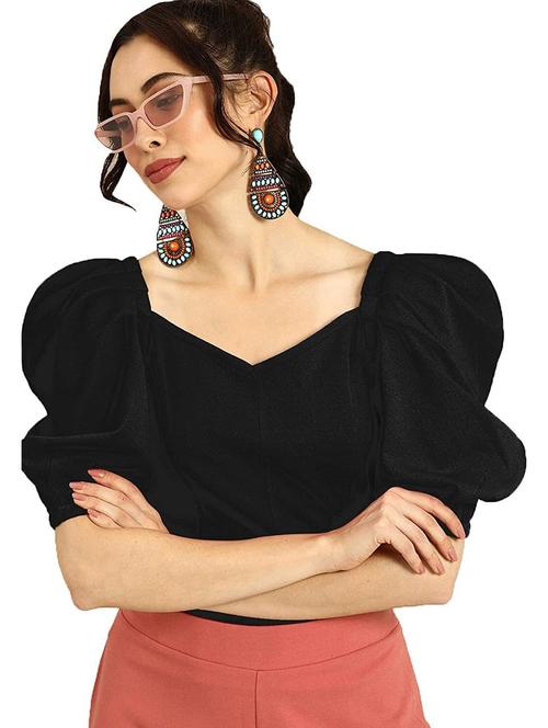 puff sleeves solid regular top - 19812657 - Very Small Image - 1