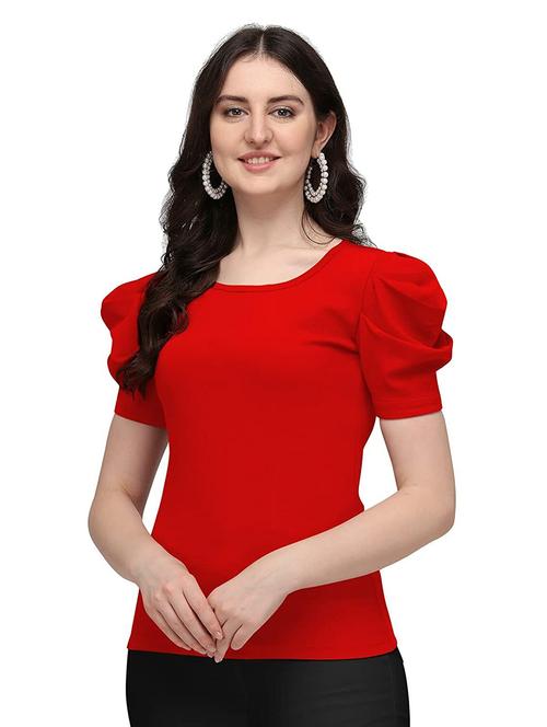 puff sleeves solid regular top - 19812658 - Very Small Image - 1