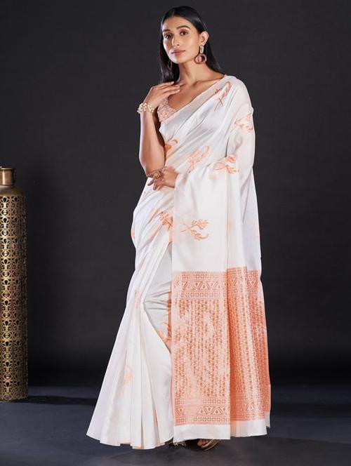 self design printed saree with blouse - 19812931 - Very Small Image - 1