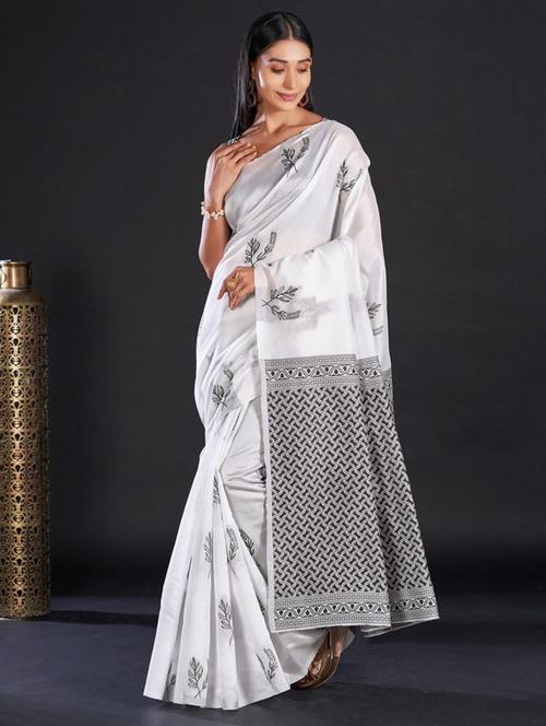 self design printed saree with blouse - 19812932 - Very Small Image - 1