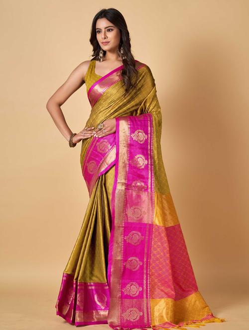 ethnic motif woven saree with blouse - 19812954 - Very Small Image - 1