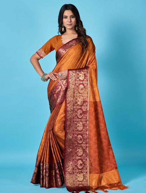 ethnic motif venkatagiri saree with blouse - 19812970 - Very Small Image - 1
