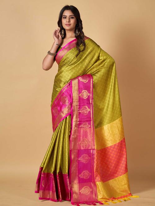 ethnic motif woven saree with blouse - 19812996 - Very Small Image - 1
