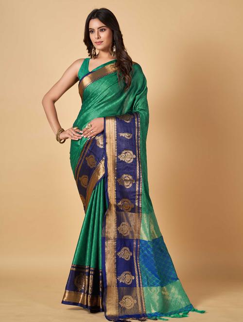 ethnic motif woven saree with blouse - 19812997 - Very Small Image - 1