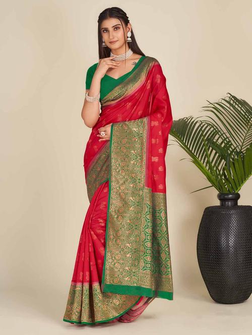 self design banarasi saree with blouse - 19813017 - Very Small Image - 1