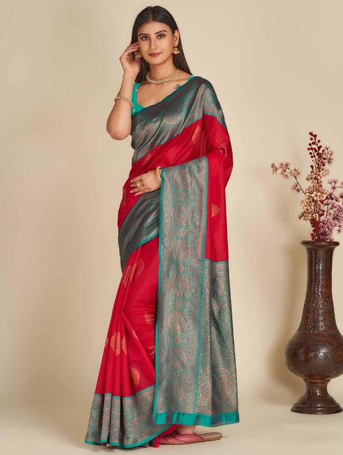 self design banarasi saree with blouse - 19813021 - Very Small Image - 1