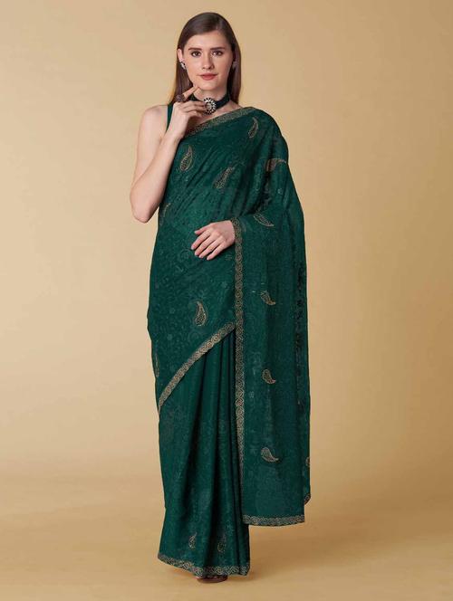 embroidered saree with blouse - 19813027 - Very Small Image - 1