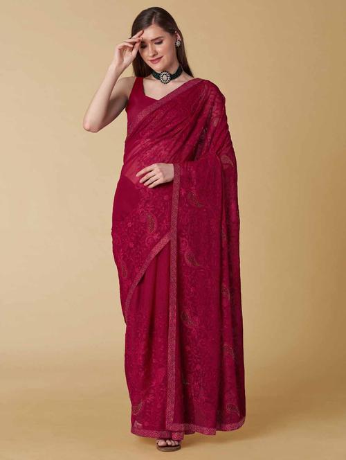 embellished saree with blouse - 19813028 - Very Small Image - 1