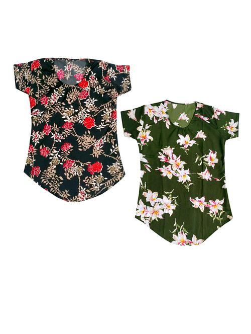 pack of 2 multi colored floral print regular top - 19813143 - Very Small Image - 1
