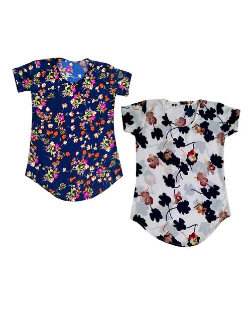 pack of 2 multi colored floral print regular top - 19813144 - Very Small Image - 1