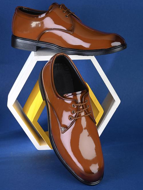 tan synthetic & mesh laceup derbies - 19814652 - Very Small Image - 1