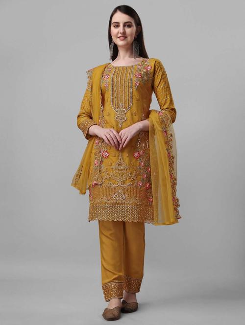 embroidered kurta dupatta set - 19814673 - Very Small Image - 1