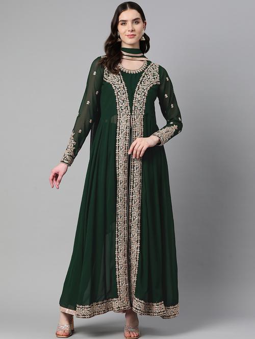embroidered front split straight pant suit - 19815048 - Very Small Image - 1