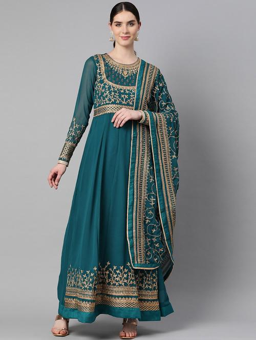 embroidered anarkali suit semi-stitched suit - 19815056 - Very Small Image - 1