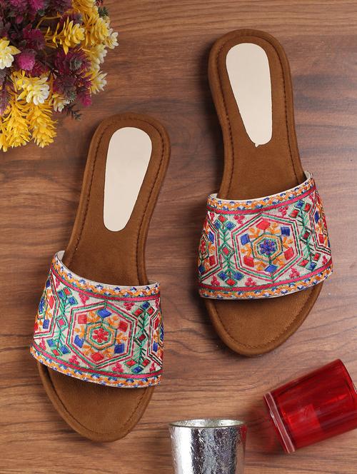 brown embroidered slip on flats - 19815207 - Very Small Image - 1