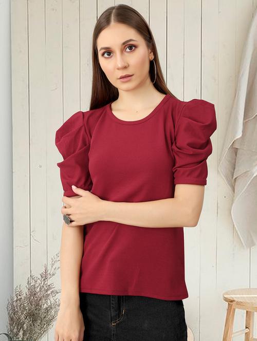women's straight round neck top - 19815304 - Very Small Image - 1