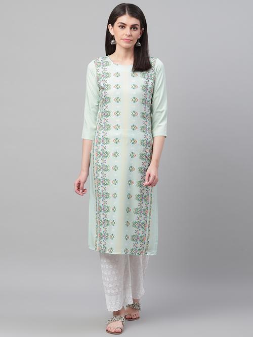 round neck printed straight kurta - 19815776 - Very Small Image - 1